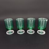 4 vintage green glass goblets on a stem – 1960s/70s