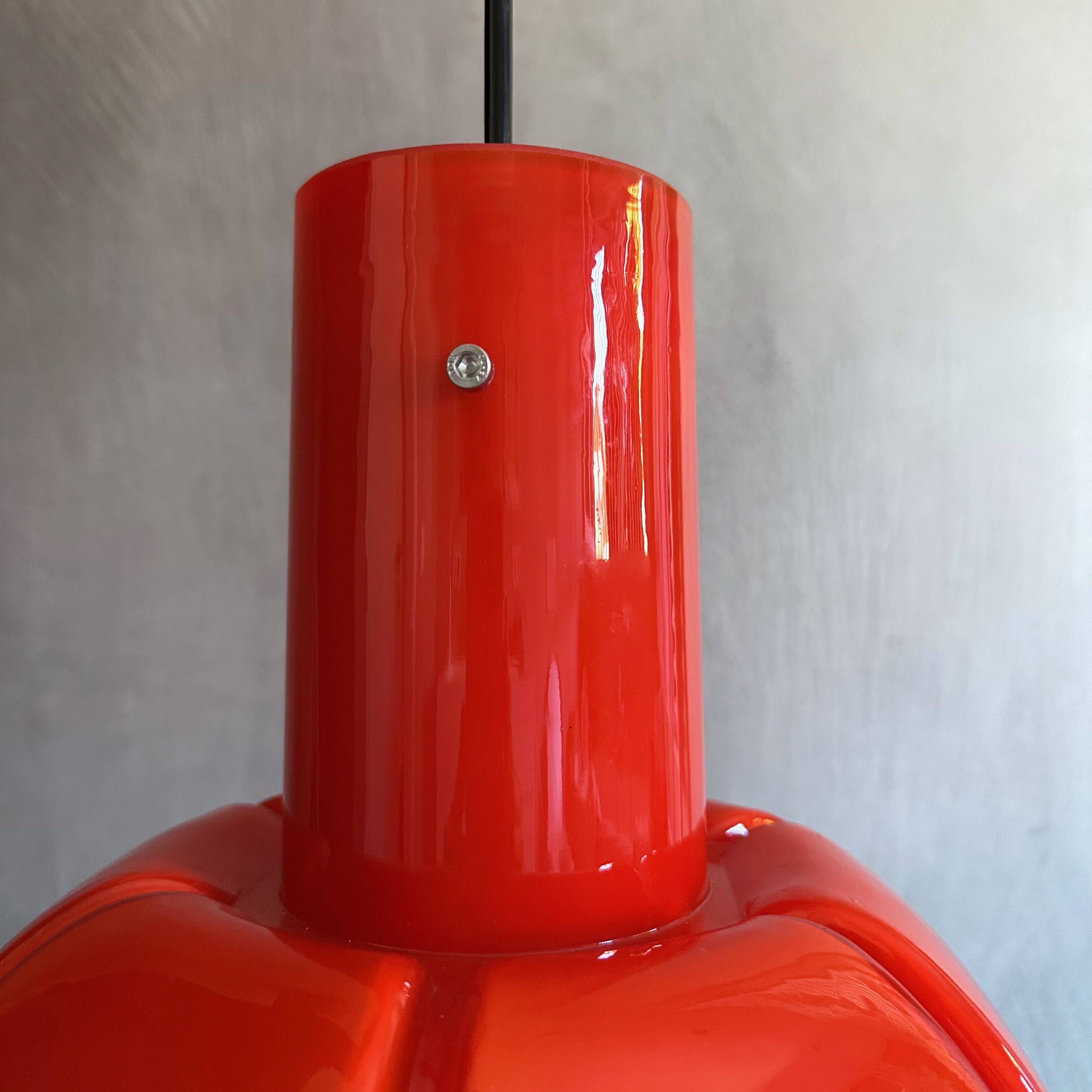 Pendant lamp Glashütte Limburg orange, Mid Century