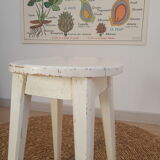 Vintage white farm stool