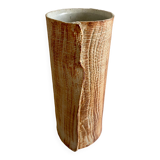 Contemporary ceramic vase, striated draped stoneware, signed