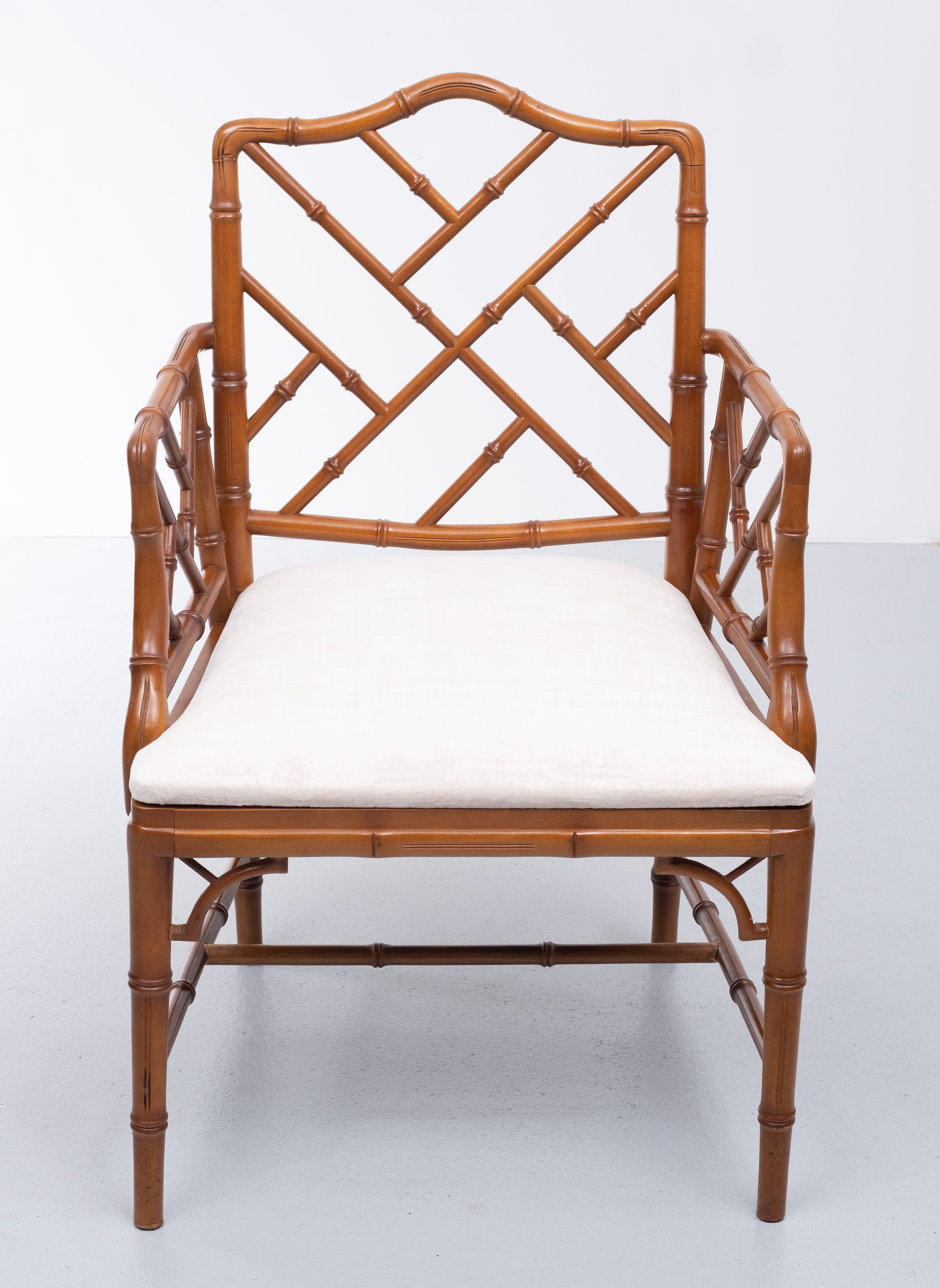 20th Century Chinese Chippendale Style Faux Bamboo Chairs