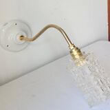 Wall lamp in glass, brass and porcelain