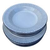 Gien service for 6 people with black polka dots: soup plates and flat plates
