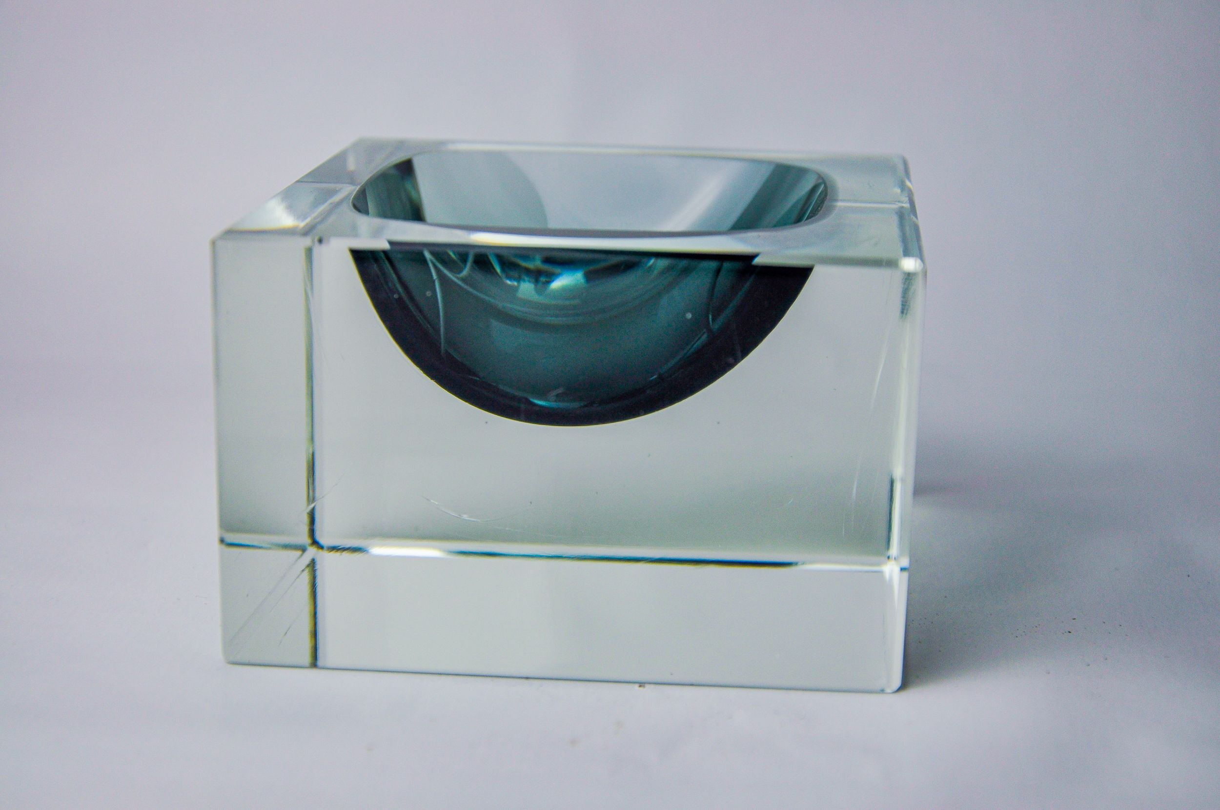Ashtray Sommerso cubic gray by Seguso, Murano, Italy, 1970