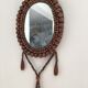 Vintage bohemian mirror in wooden beads - 22x26cm