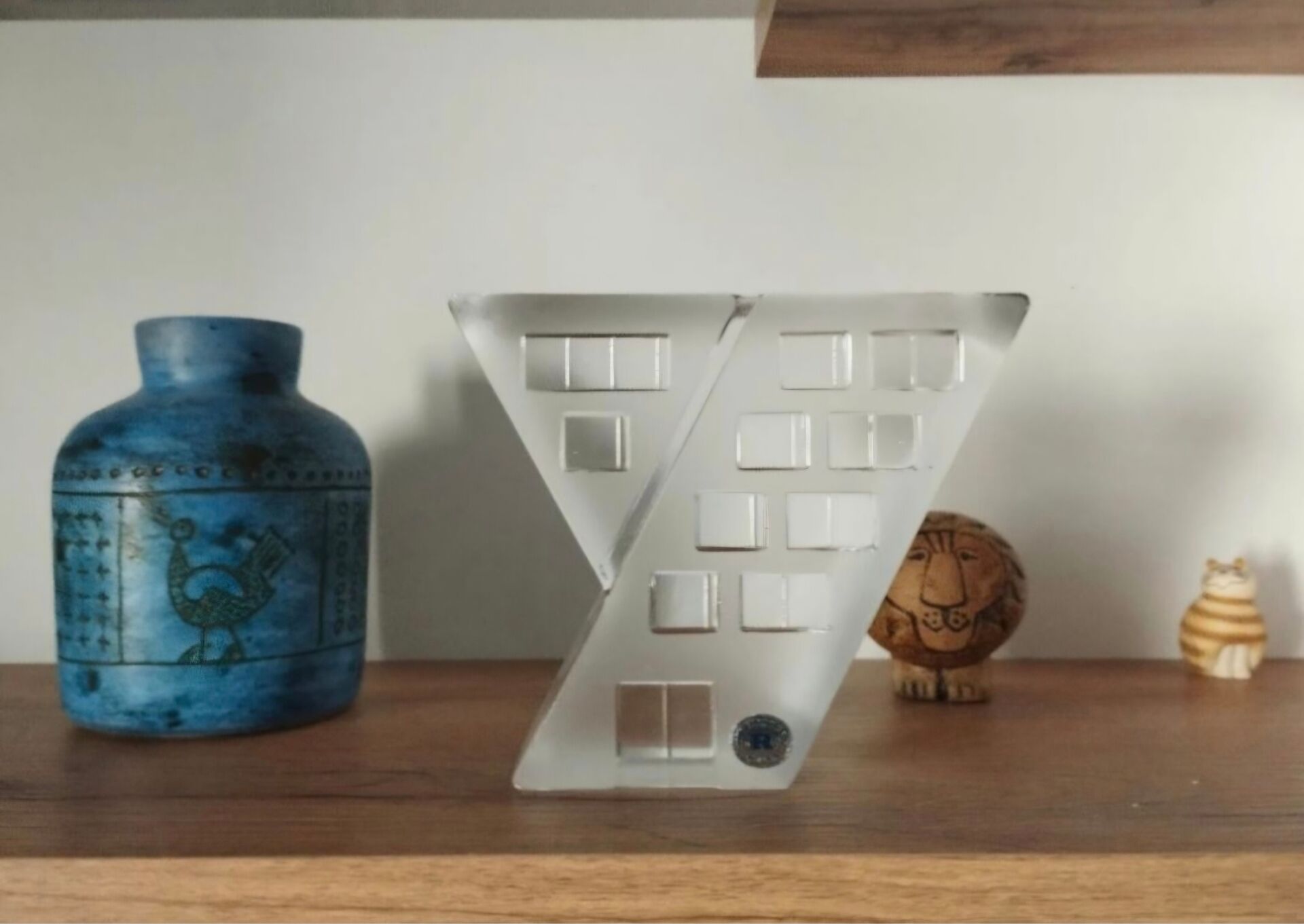 Free-standing glass sculpture by a designer from Reijmyre.