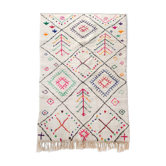 Moroccan Berber carpet Azilal ecru with black diamonds and colorful patterns 248x147cm