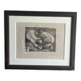 Maillol Aristide . Gravure encadrée. Deux femmes dans l herbe 62/125