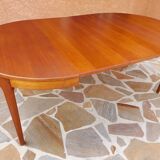 Extendable round table Teak by Tricoire & Vecchione for TV cabinet Paris 1960
