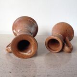 Pair of candlesticks in glazed stoneware