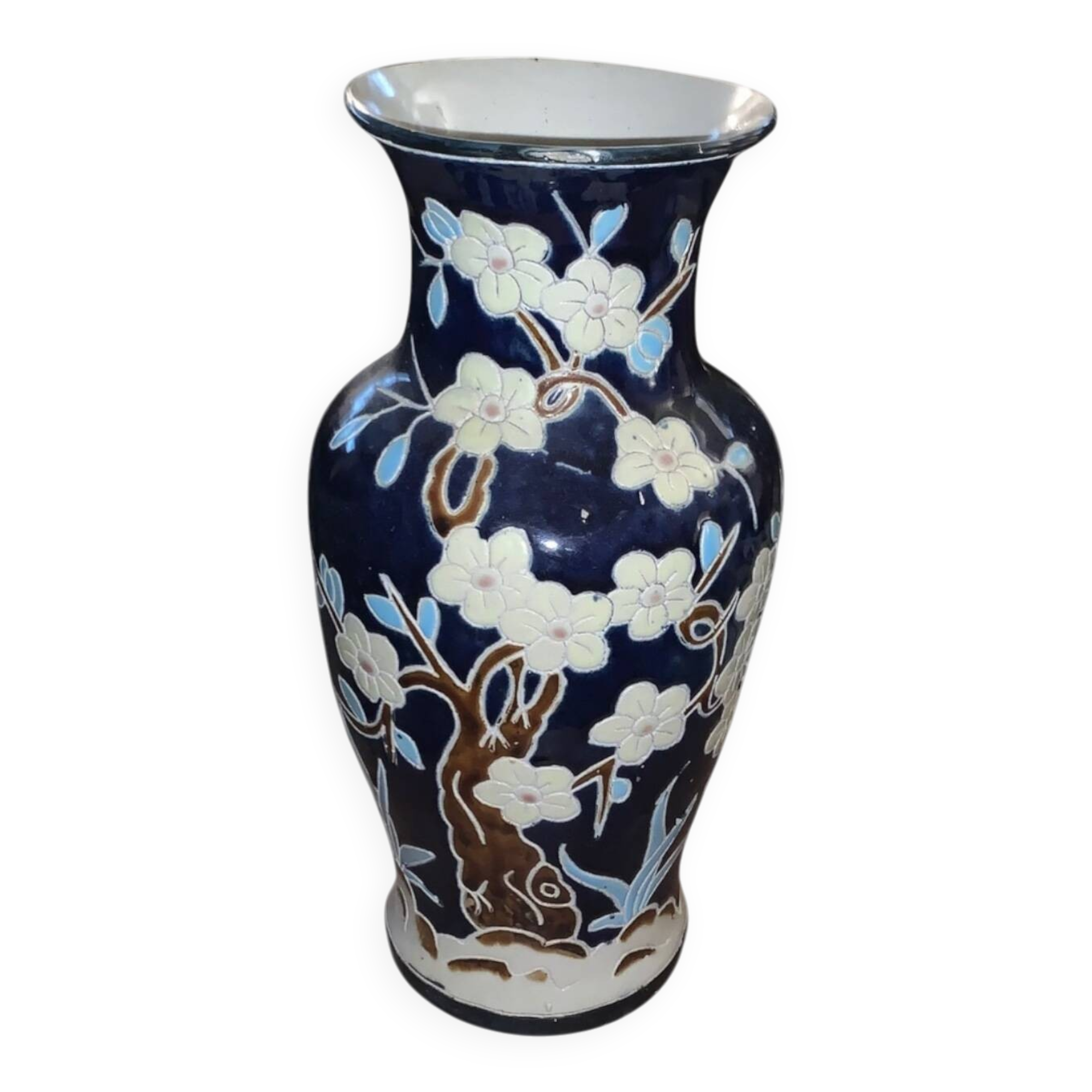 Antique Glazed Ceramic Vase – Cherry Blossom Decoration – Style J
