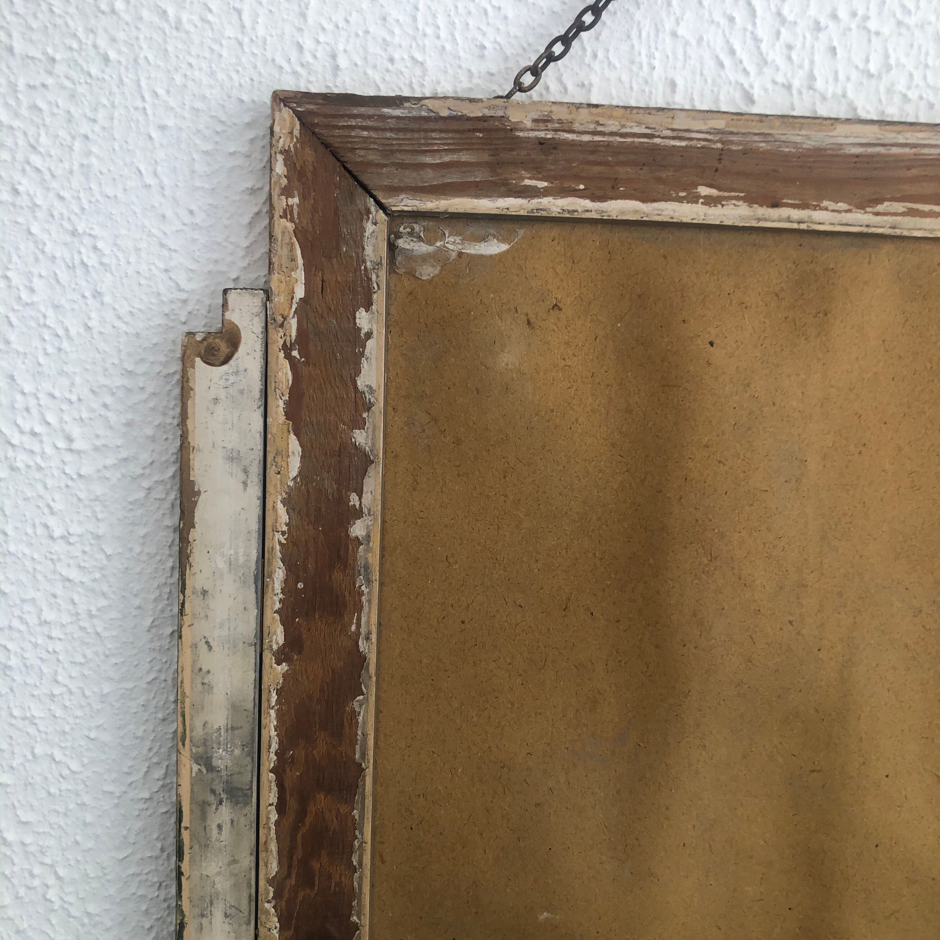 Vintage mirror 1930 golden wood - 51 x 32 cm