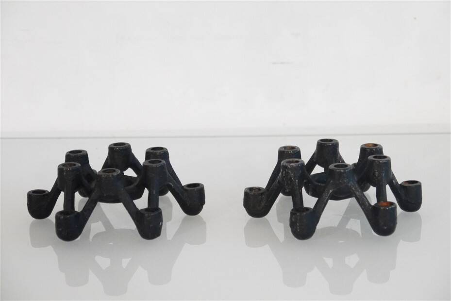 Pair of vintage cast iron candlesticks 1960