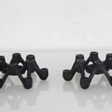 Pair of vintage cast iron candlesticks 1960