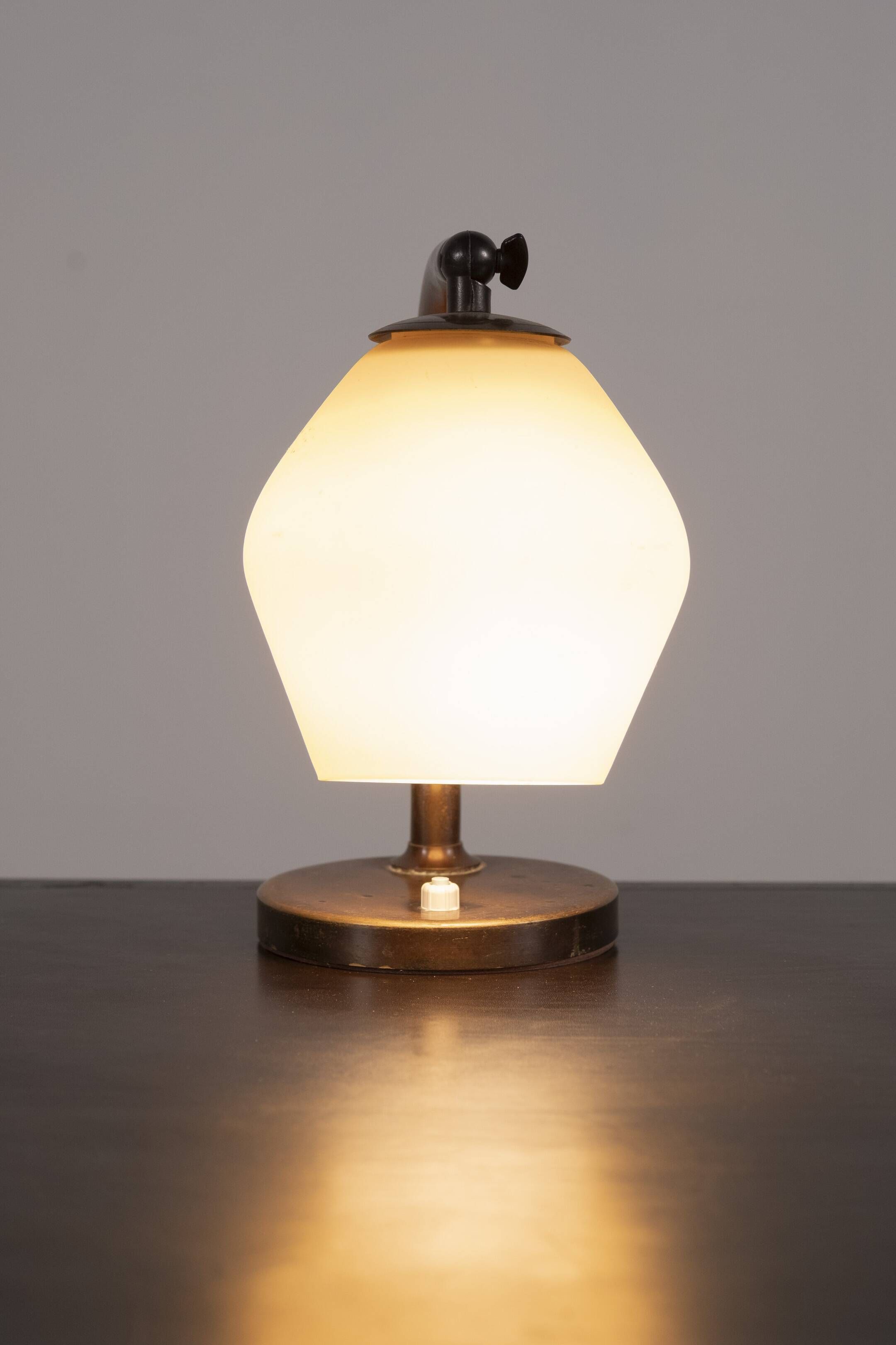 Danish Brass and Opaline Glass Desk Lamp, circa 1930s