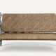 Vintage bench in braided rope and painted wood, 1950s-60s.