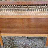 60s rattan bed and bedside set