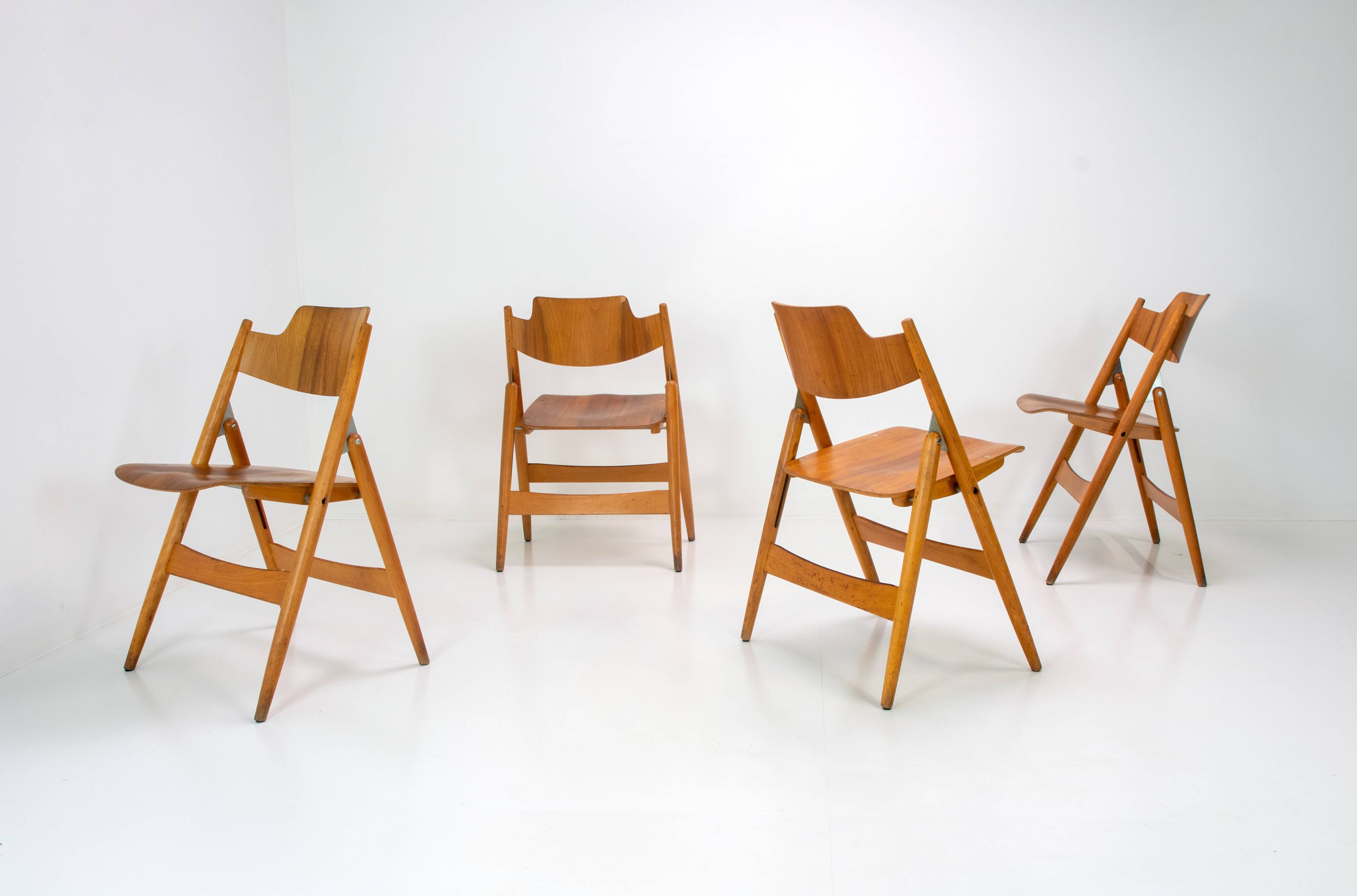 Set of 4 Egon Eiermann SE18 Folding Chairs