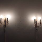Pair of Louis XVI style gilt bronze wall lights