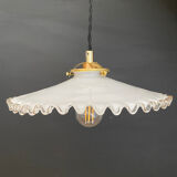Vintage lampshade pendant light in white opaline