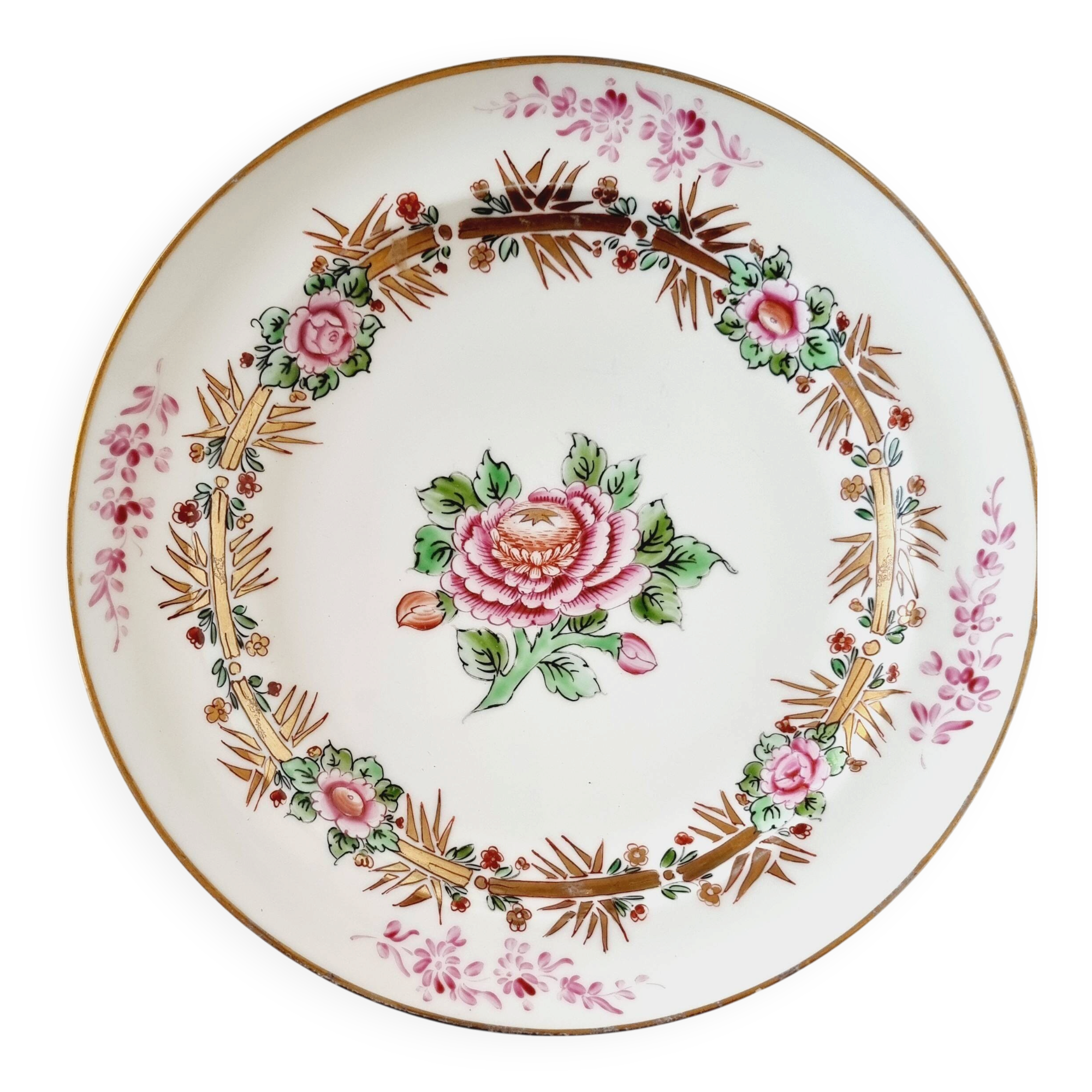 Porcelain plate from Limoges hand-decorated by A. Lanternier, from