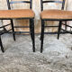 Pair of chairs napoleon 3 black wood & seat velour pink vintage #a196