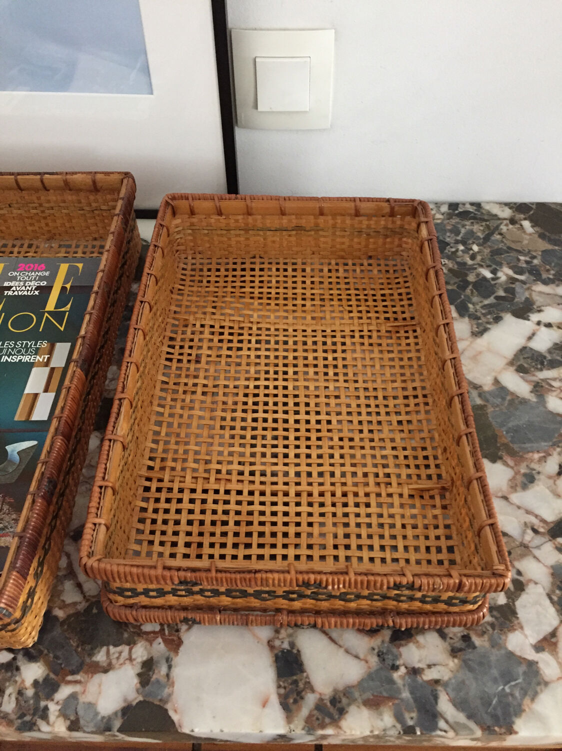 2 rattan baskets