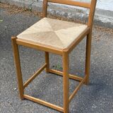 Solid wood and straw stool 50cm