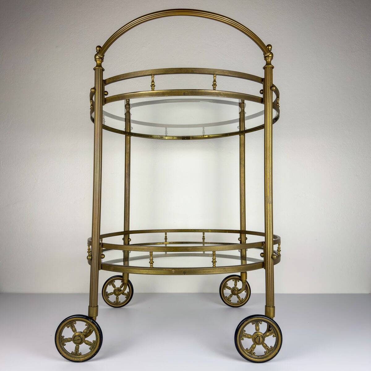 Vintage French brass bar cart, 1950s