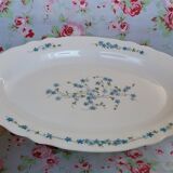 Grand Plat Oval Arcopal Veronica Myosotis Blue Flowers Opaline Vintage Retro