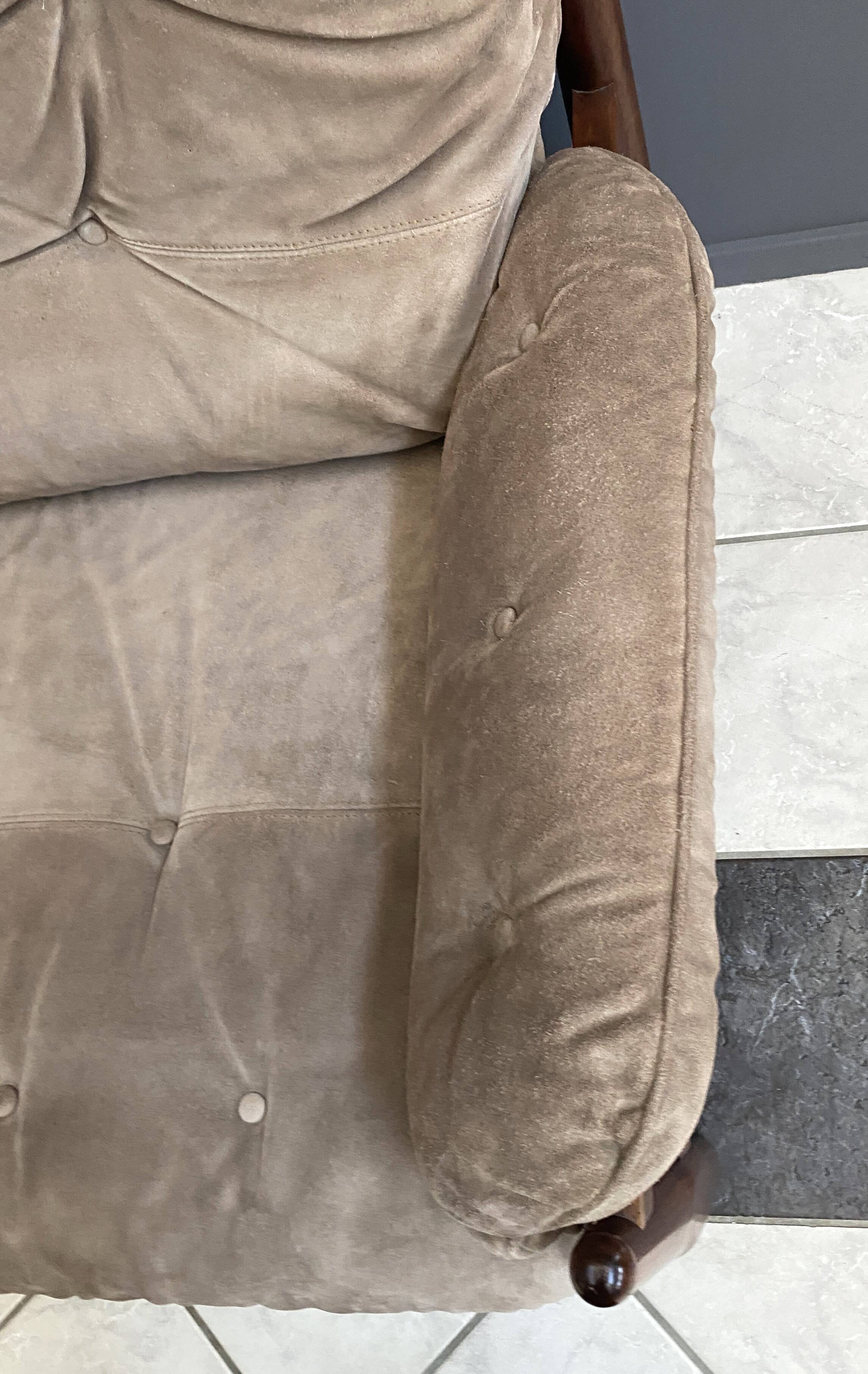 Brazillian 2 seat sofa in suede and Jatoba wood