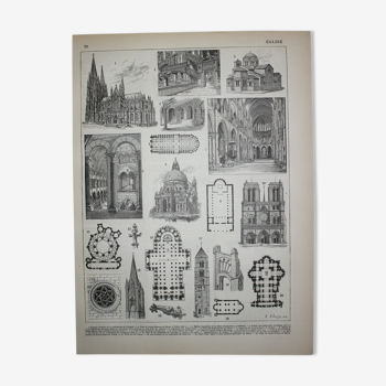 Engraving • Church, cathedral, religious • Original lithograph from 1898