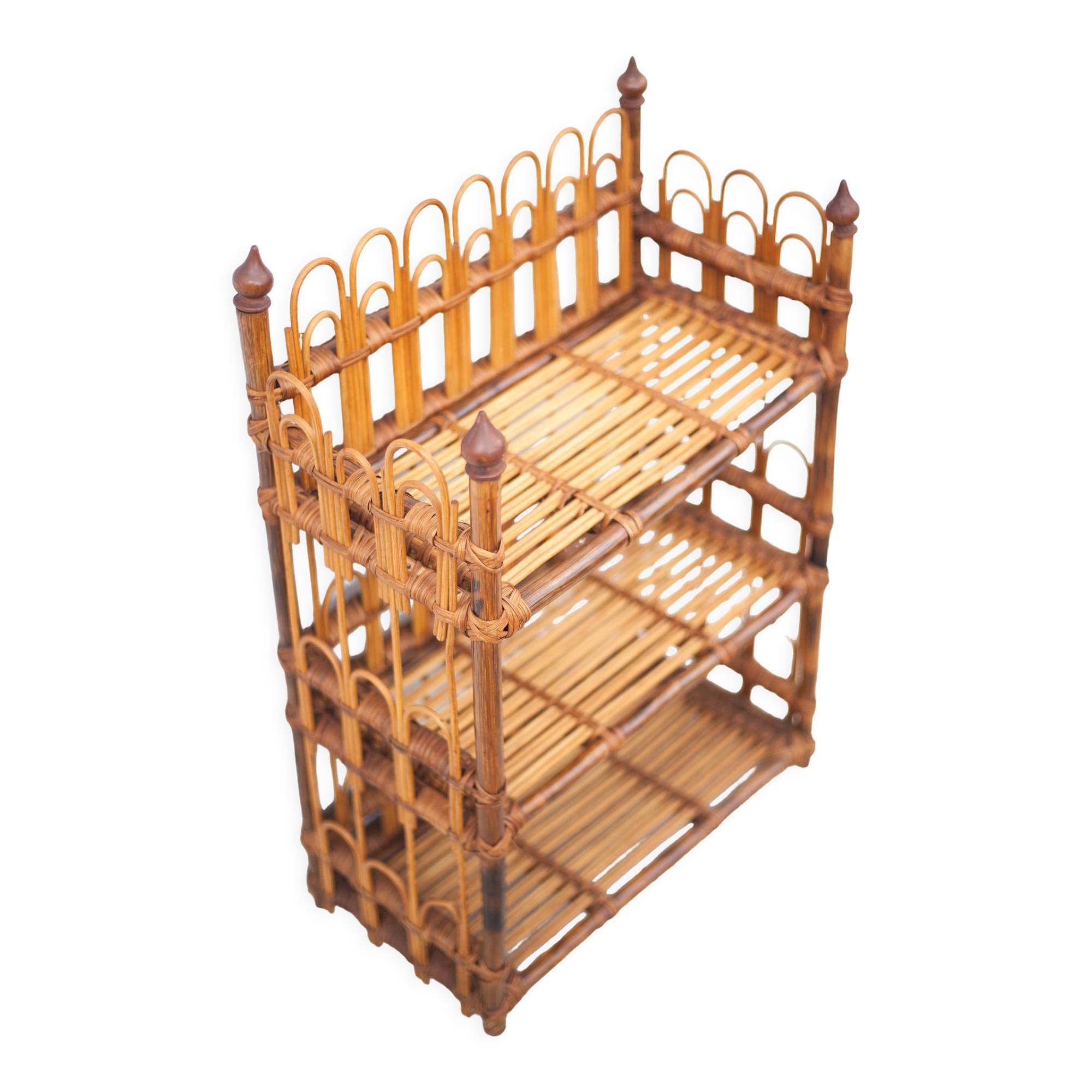 Vintage rattan wall shelf