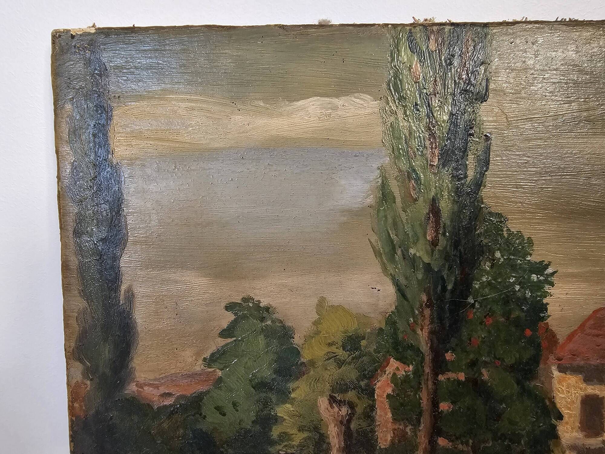 Oil on canvas painting View of the Mill signed Paudonneret? 1941