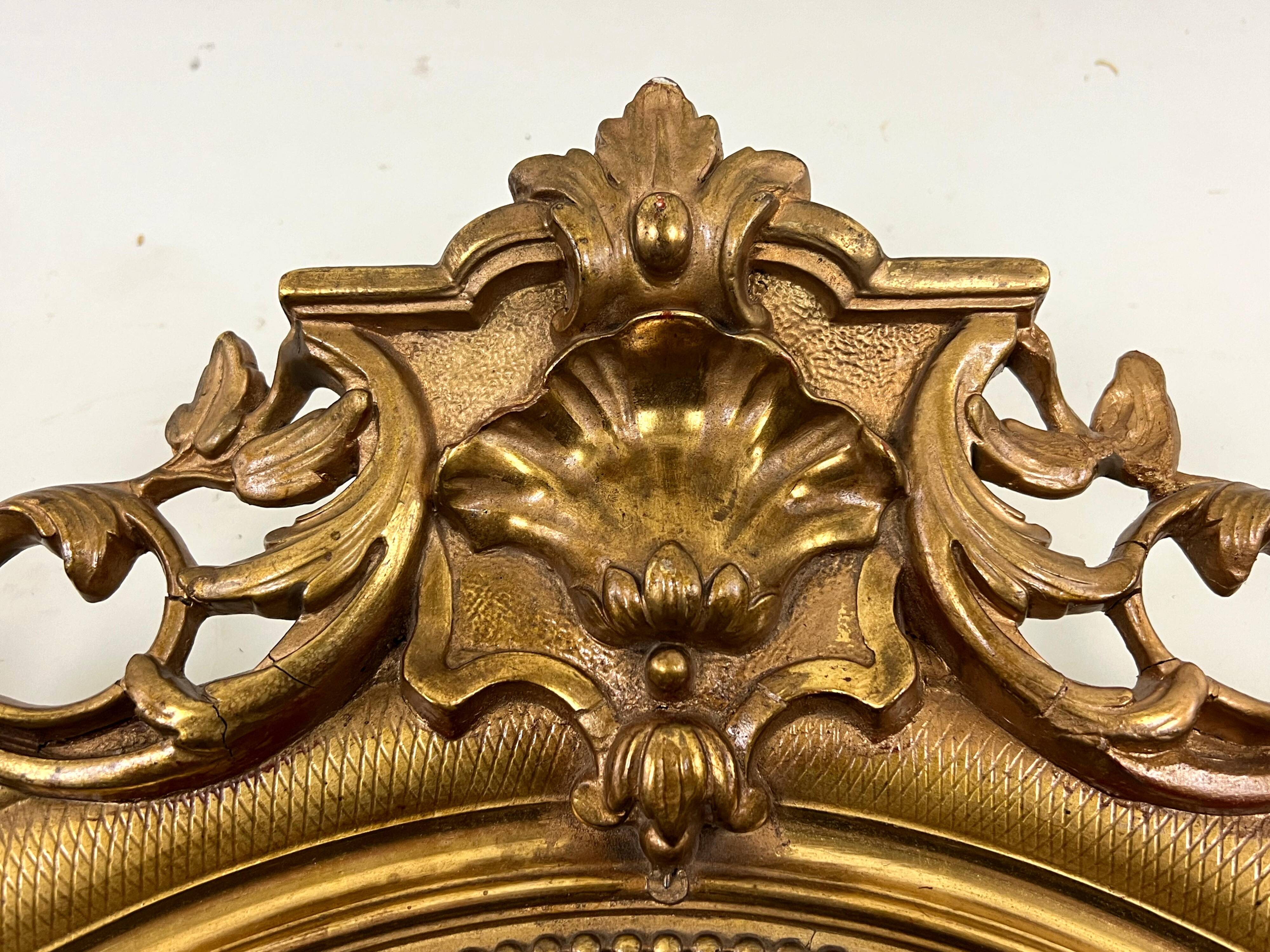 Old hst painting portrait of a man medallion golden frame louis xv style