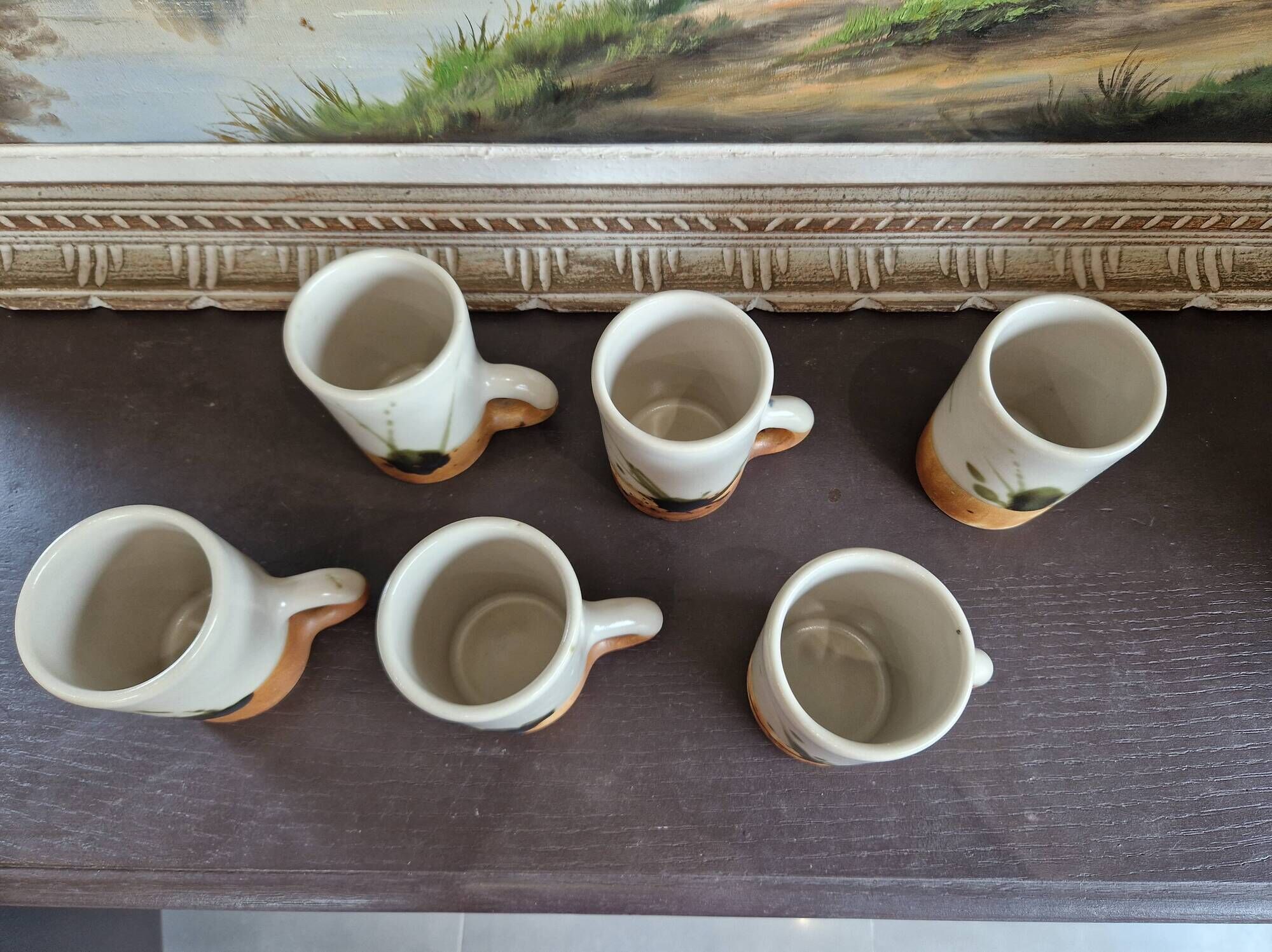 Set of 6 mugs in stoneware workshop of the dove 50s