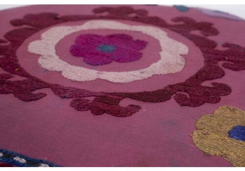 Modern Handwoven Uzbek Suzani Ottoman Footstool