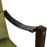Vintage armchair solid wenge design 60s leather armrests design