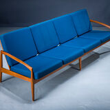Model 121 Paper Knife Easy Chairs and Sofa by Kai Kristiansen for Magnus Olesen, 1960s, Set of 3