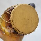 Vintage orangeade service in amber blown glass and wicker