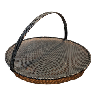 Black metal basket by Mathieu Mategot