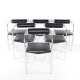 Set of 6 chrome and leather chairs