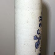 Painted terracotta bottle in black style signed CS bird painting floral decoration