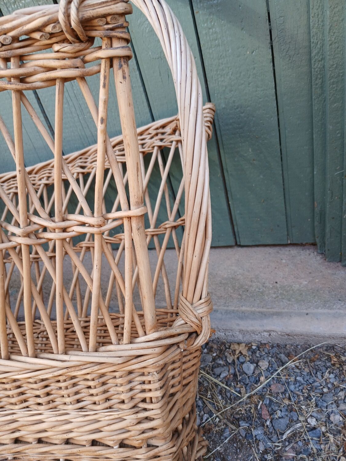 Antique wicker magazine rack