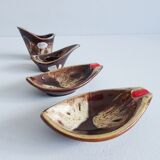 Jasba smoking set in brown red, four-piece Jasba ceramic set, table set, ashtray, candle holder hous