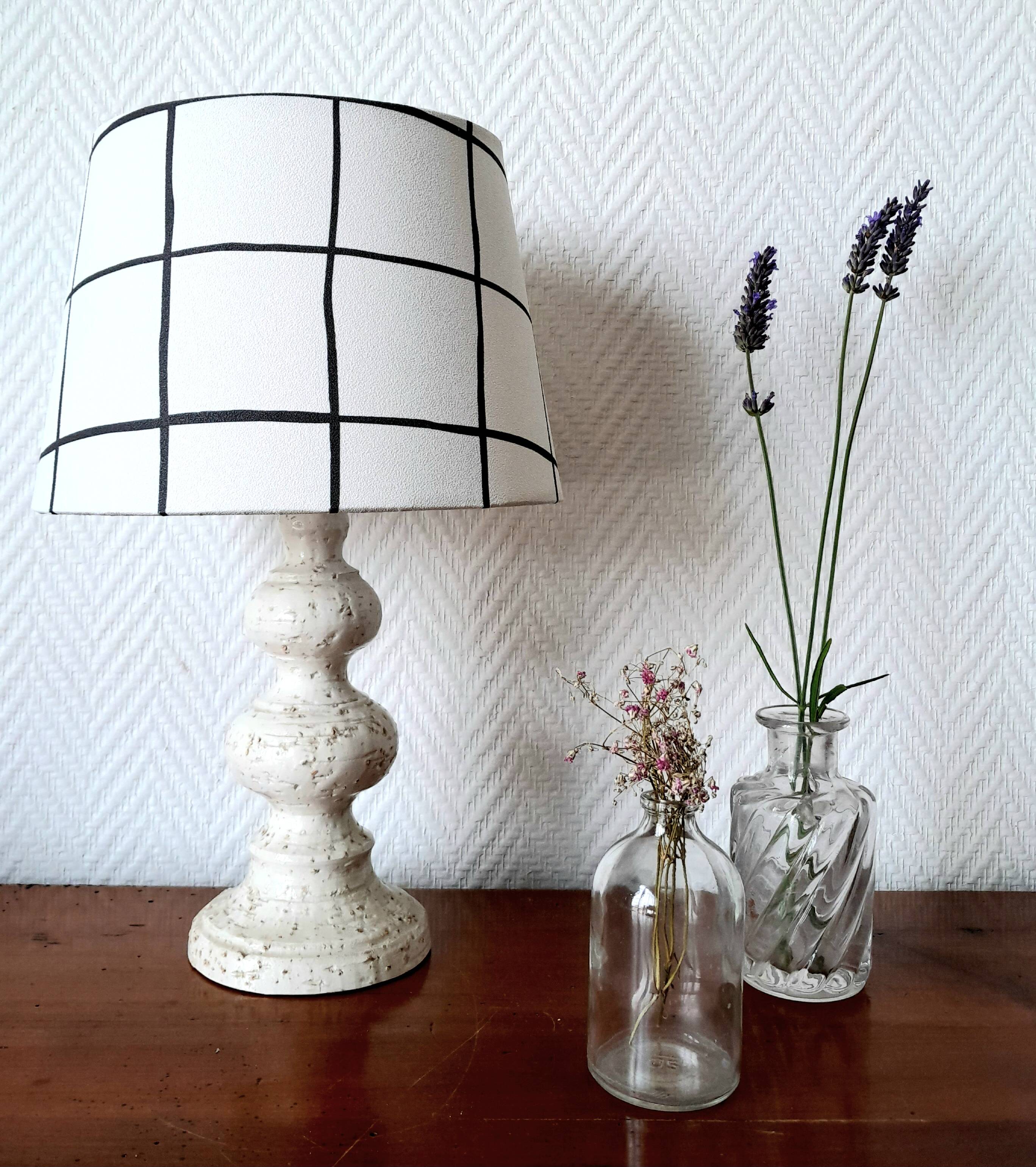 Vintage ceramic lamp and custom lampshade