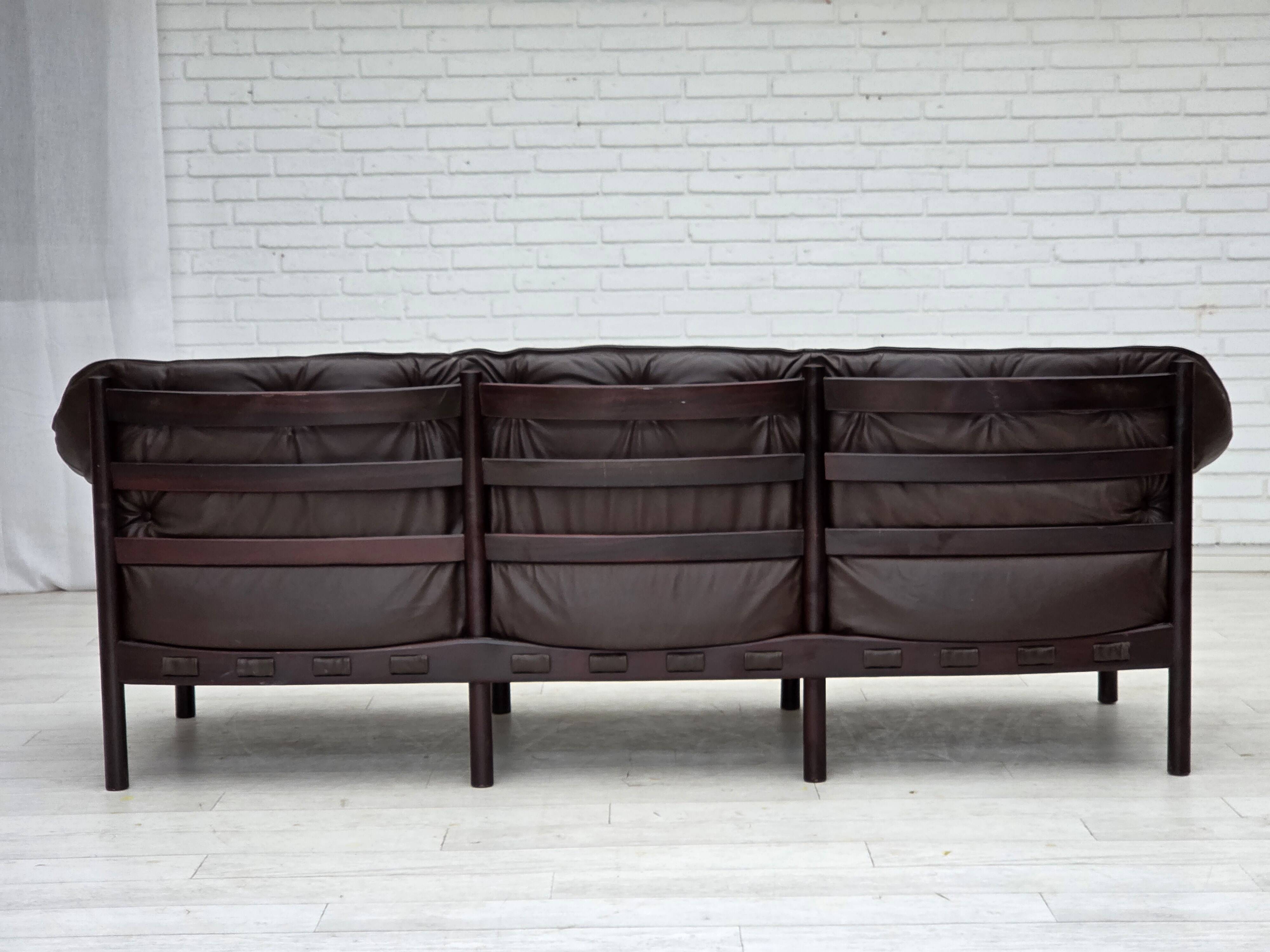 1970s, Scandinavian 3-seater sofa by Arne Norell, furniture leather.