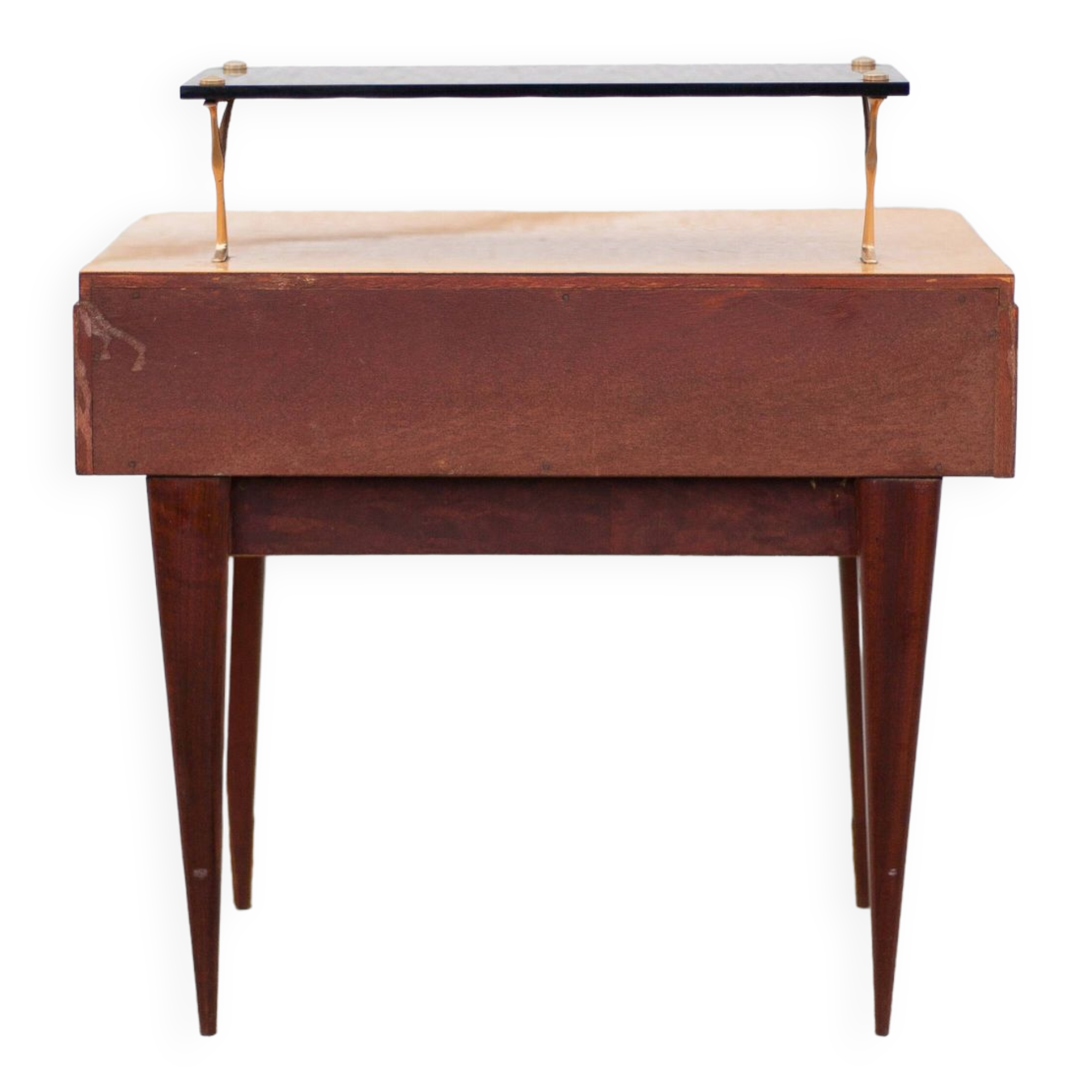 Table de chevet vintage, table de nuit bois avec tablette, table d'appoint, bout de canapé, 50's