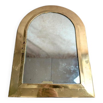 Vintage Moroccan wall mirror in brass, arch shape.