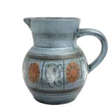 Jean DE LESPINASSE (1896-1979) - Blue enameled ceramic pitcher decorated with geometric patterns